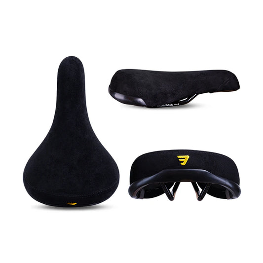 Funsea Bicycle Saddle - Black Wheelie Seat with Embroidered Logo, Flannelette Cover, 8mm Rail for Bikes