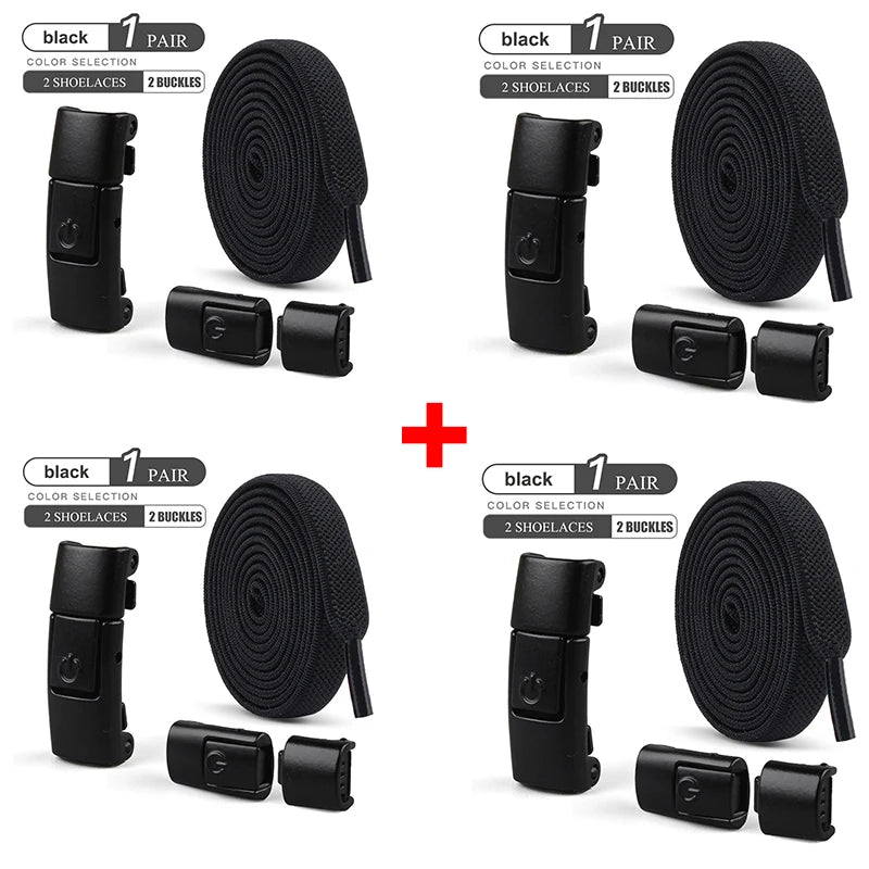 8mm No-Tie Elastic Shoelaces – Press Lock Flat Laces for Sneakers, Kids & Adults