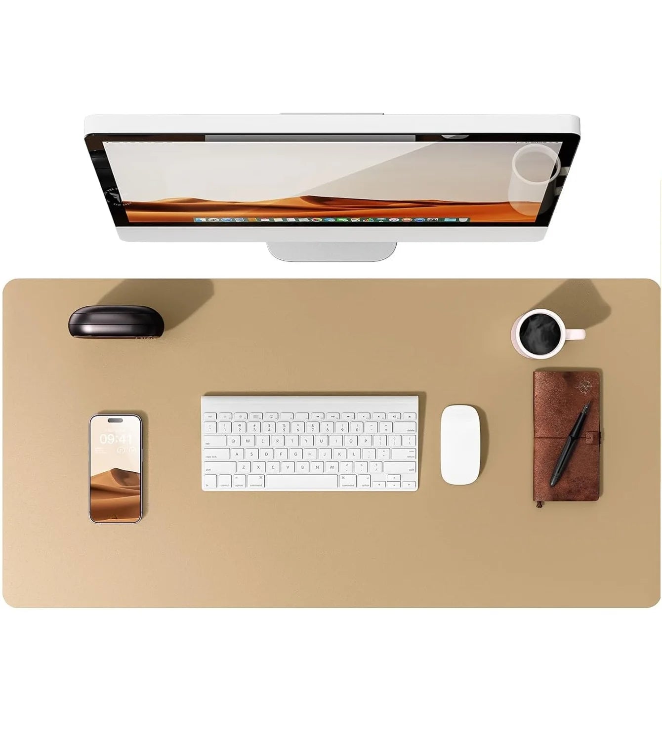 Large Leather Mouse Pad Desk Mat - Non-Slip PU Leather Office Desk Protector for Laptop & Workspace Setup