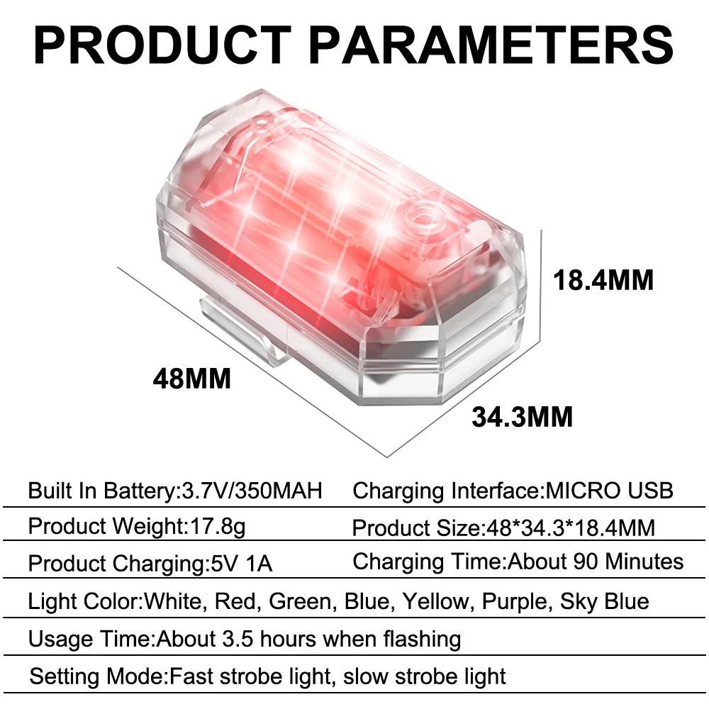 Donwof M3 Car & Motorcycle Strobe Light – Waterproof LED Anti-Collision Warning with Remote