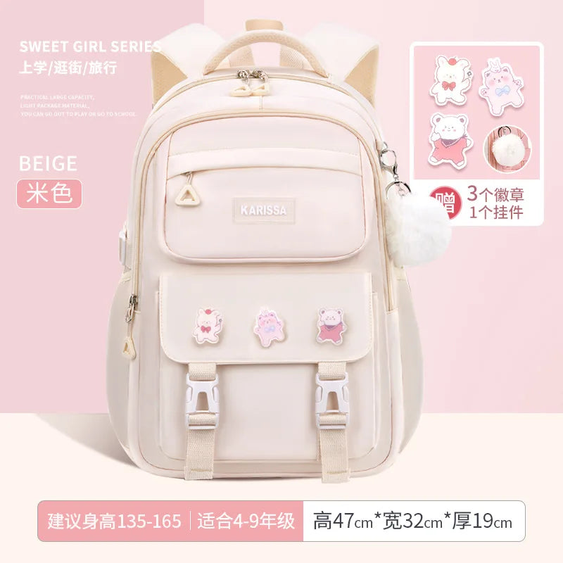 Girls’ School Backpack Set – Kawaii Water-Resistant Bookbags for Elementary Kids, Primary School Bag