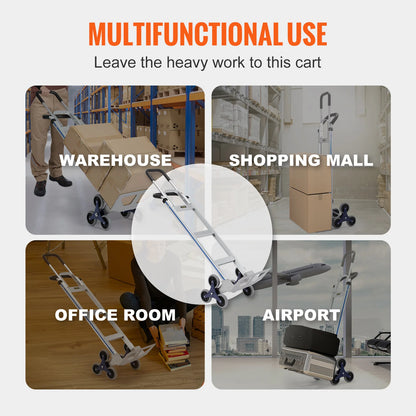 VEVOR Heavy Duty Stair Climbing Cart Trolley - Folding 550/375/220lbs Dual Handle Truck Frame for Warehouse & Airport Use   2/2