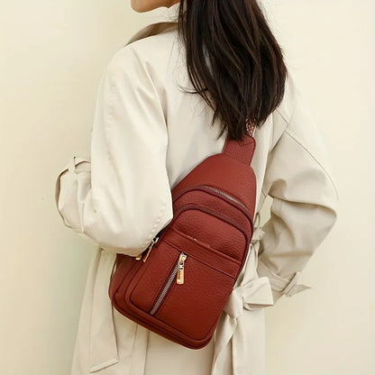 Multifunctional Retro PU Leather Crossbody Bag – Soft, Versatile with Multiple Zippered Pockets for Leisure & Sports