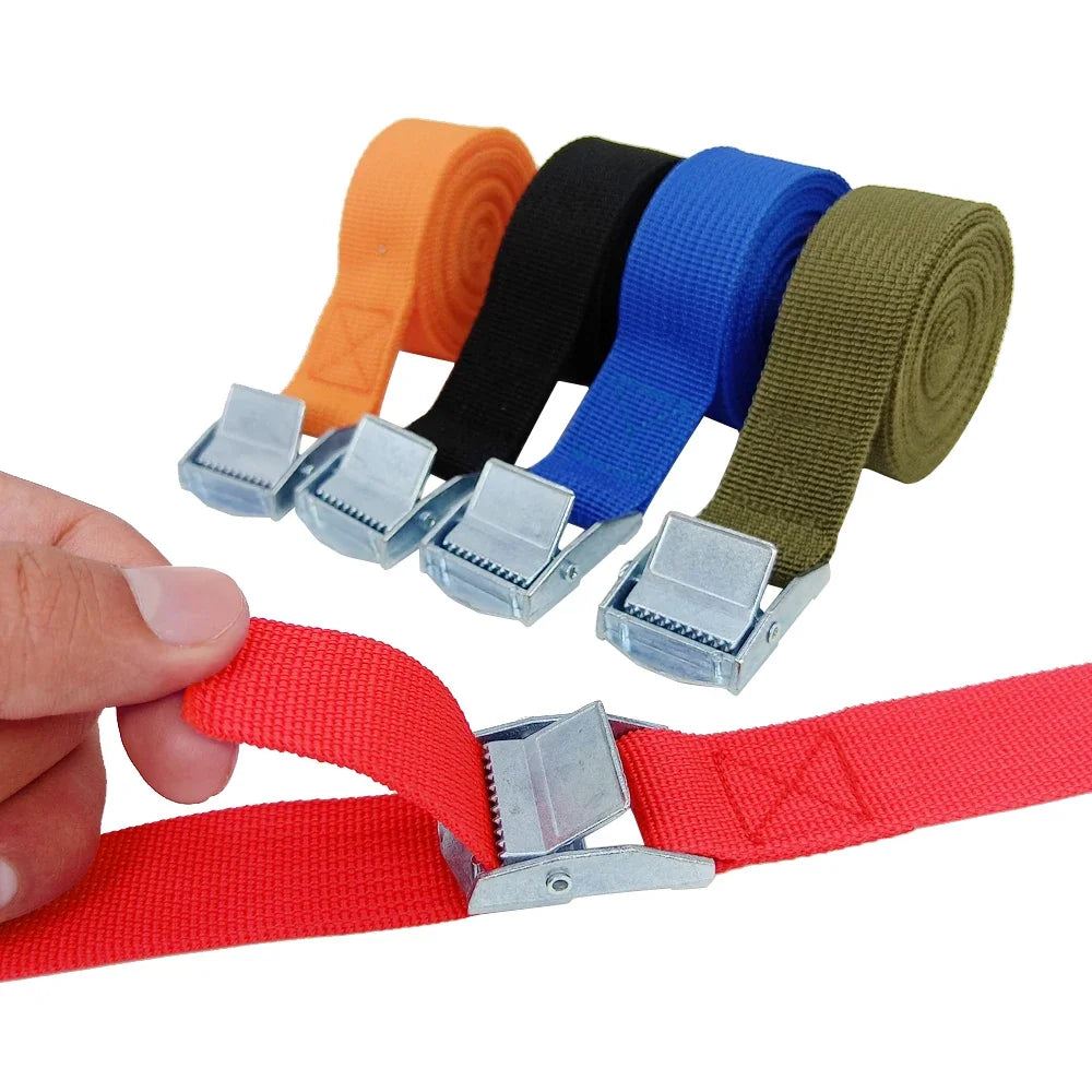 2pcs 4M Zinc Alloy Pressure Buckle Cargo Straps - Luggage & Car Tie-Down Tensioner Ratchet Belts