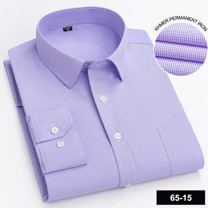 Men’s Plaid Stripe Long Sleeve Shirt - Casual Business Formal Office Shirt with Single Pocket for All Seasons