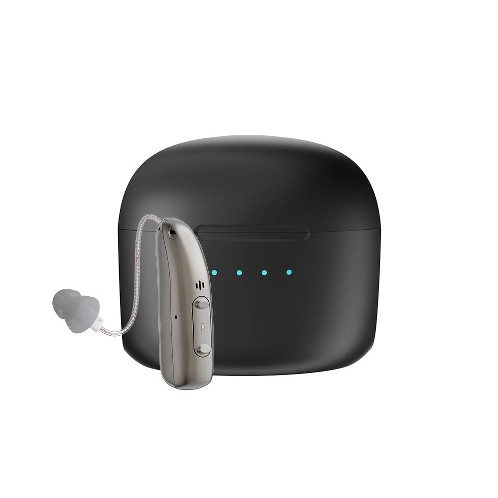 Rechargeable Digital BTE Hearing Aid - Adjustable Volume Portable Hearing Amplifier for Seniors & Adults