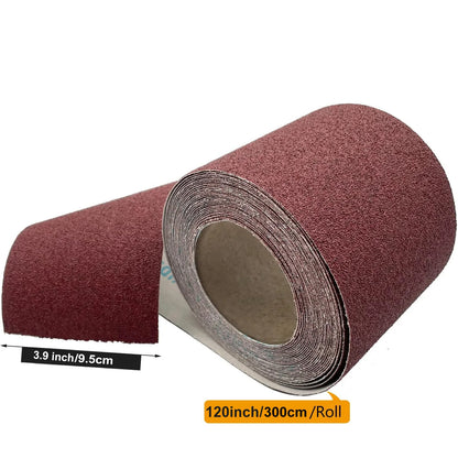 Aluminum Oxide Sandpaper Roll 9.5cm Wide – 60–600 Grit Abrasive Paper for Metal Grinding, Wood Polishing, Furniture & Car Detailing Use