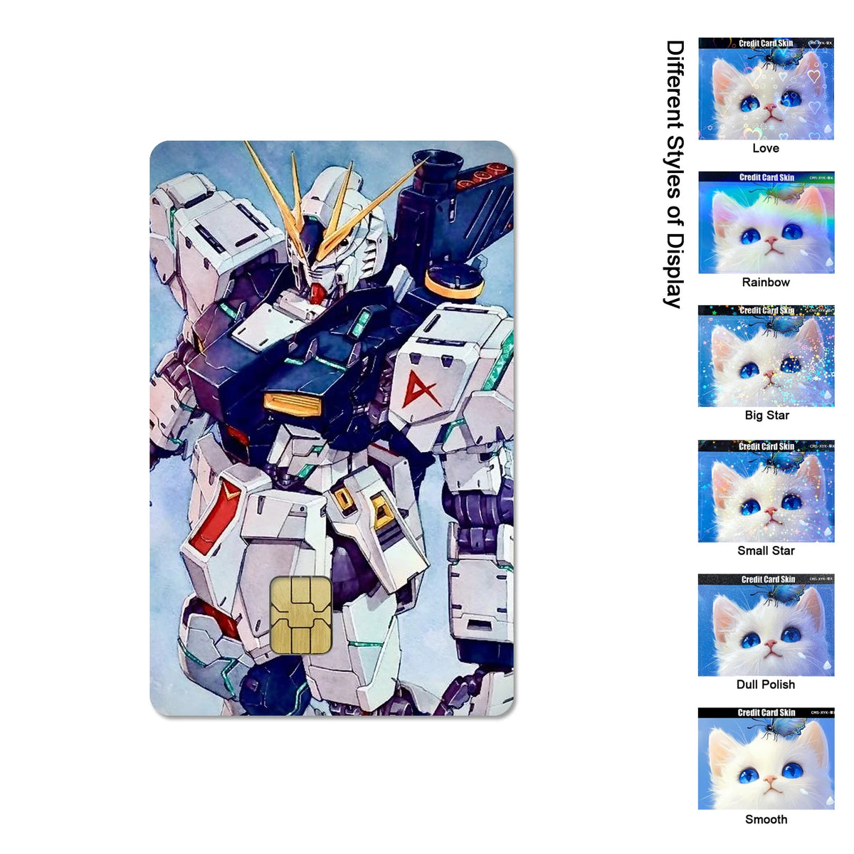 Gundam RX-78-2 & ZGMF-X19A Card Stickers - 2.5D HD Matte Waterproof PVC Skins for Credit and Debit Cards