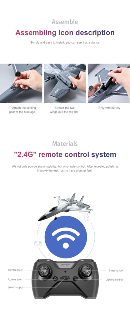 G1 Drone Glider RC Aircraft – 3-Channel Electric Foam Airplane for Beginners & Professionals, Remote Control Hand-Throwing Plane