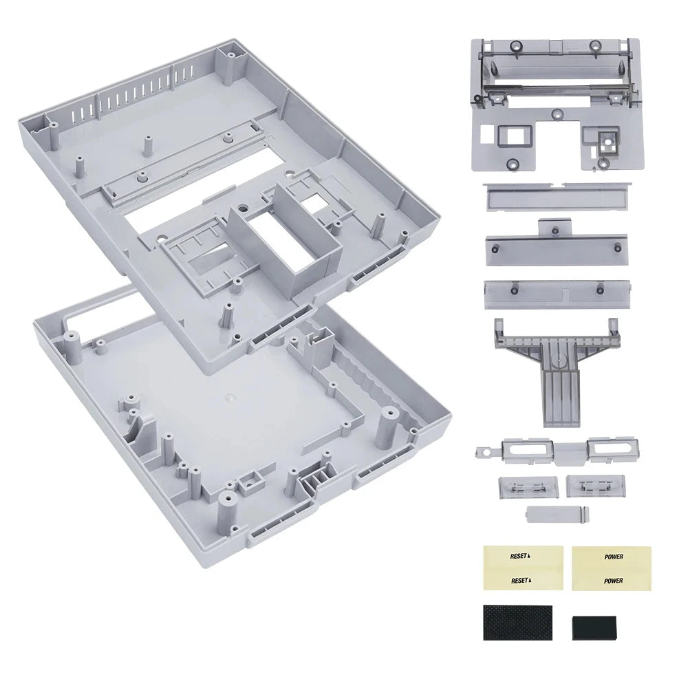 Bitfunx SNES Replacement Shell – Transparent Black Case for Nintendo SNES SFC US Version Retro Gaming Console