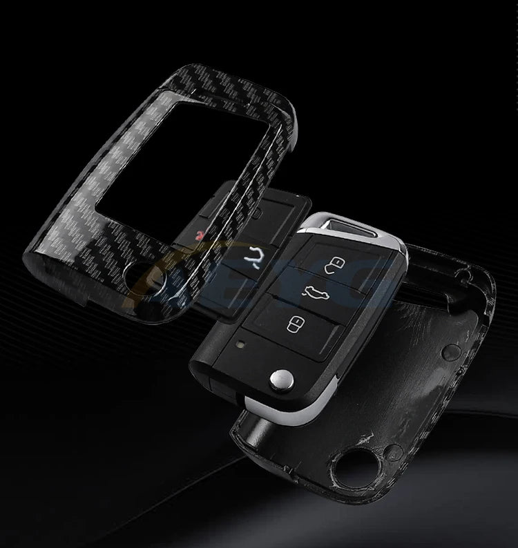 ABS Carbon Fiber Car Key Cover for VW, SEAT & Skoda – Fits Golf 7 MK7, Tiguan MK2, Ateca, Leon FR 2, Ibiza, Octavia