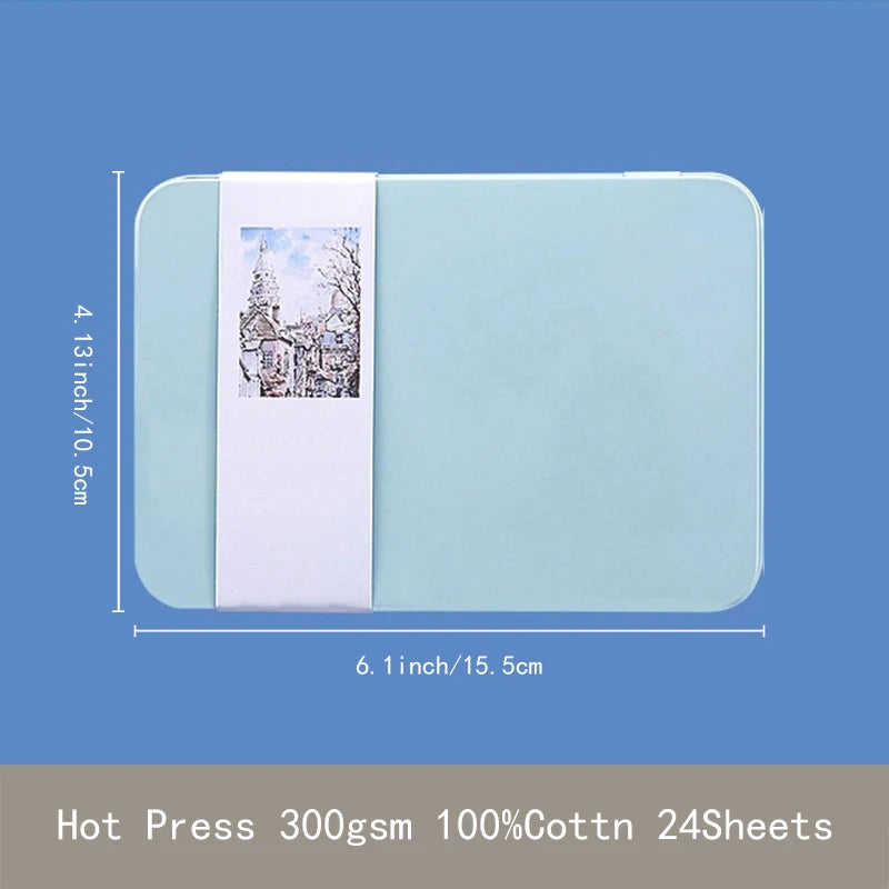 Potentate A6 Watercolor Postcard Book – 300gsm Rough Cotton Paper in Tin Box for Travel Sketching & Art
