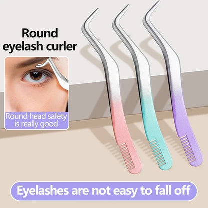 Professional False Eyelash Applicator Tweezers – Precision Lash Extension Clip & Curler Makeup Tool