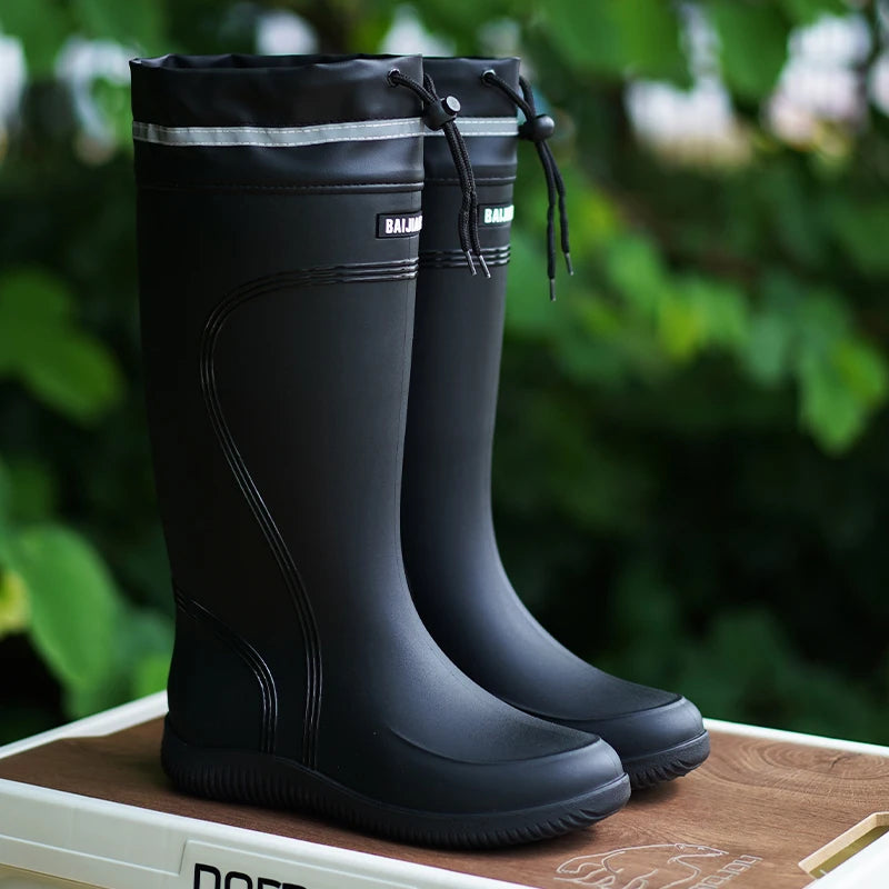 Men’s & Women’s High-End Rain Boots – Waterproof, Non-Slip Short & Mid-Calf Rubber Boots with Drawstring