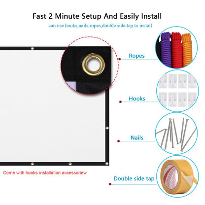 Portable Projector Screen 60–150 Inch - 16:9 Outdoor Movie & Home Theater Screen
