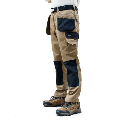 Men’s Safari Style Multi-Pocket Cargo Work Pants – Straight Fit Wear-Resistant Outdoor Tactical Trousers with Utility Pockets