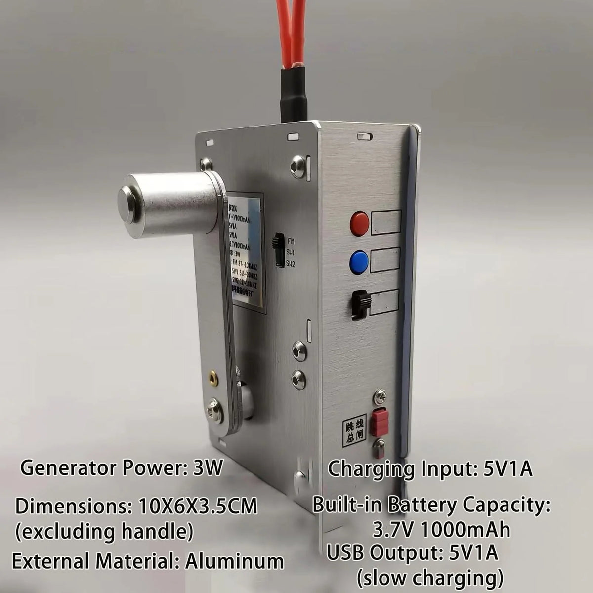 Portable Hand Crank Emergency Generator - LED Flashlight, Radio & USB Charger for Camping, Fishing & Survival Power Backup
