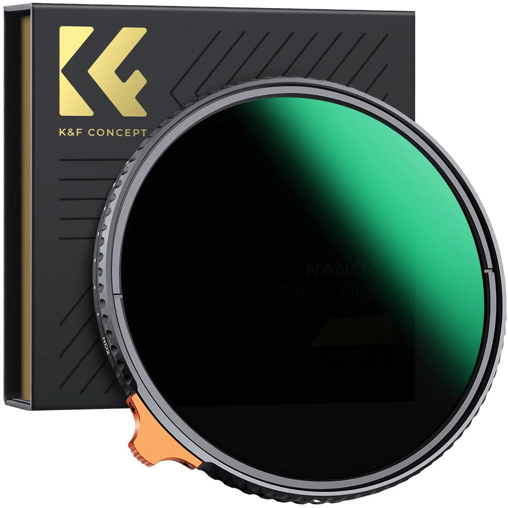 K&F Concept Variable ND Filter ND2–ND400 | HD Adjustable Neutral Density Lens Filter, 49mm–82mm