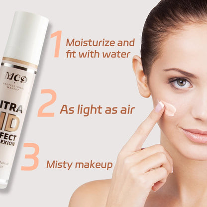 9-Shade Full Coverage Liquid Concealer & Foundation — Natural Matte Base Makeup