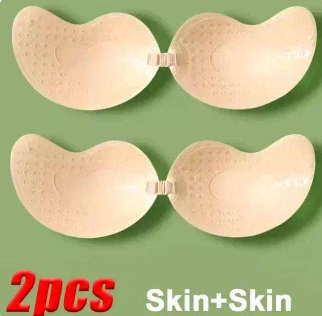 Invisible Strapless Adhesive Stick Bra – Seamless Silicone Push-Up Breast Tape, Nipple Covers & Bralette Pasties for Women
