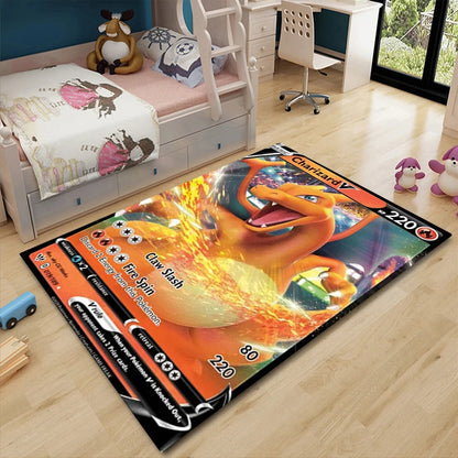 Pikachu Anime Area Rug - Non-Slip Pokemon Inspired Carpet for Living Room Kids Bedroom Home Decor