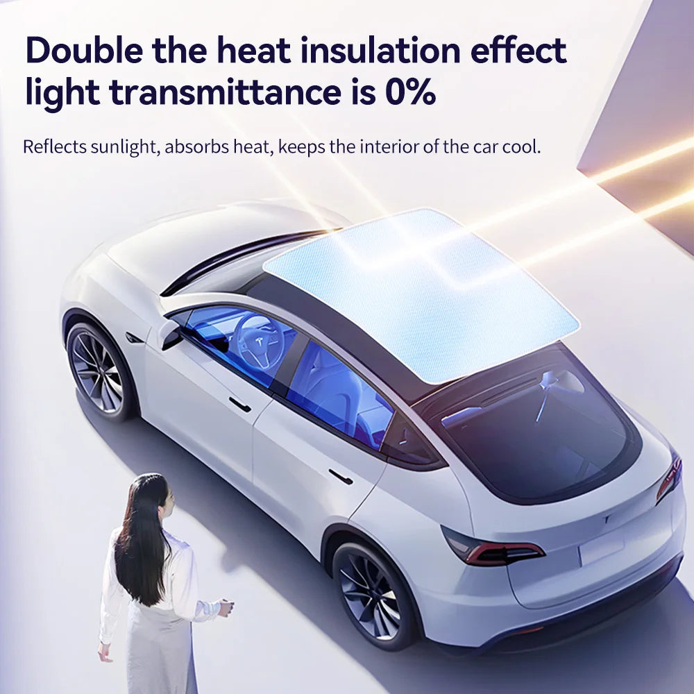 YZ Magnetic Suction Clip Sun Shades for Tesla Model 3/Y Highland 2021-2025 – Front & Rear Glass Roof Sunroof Skylight Sunshade