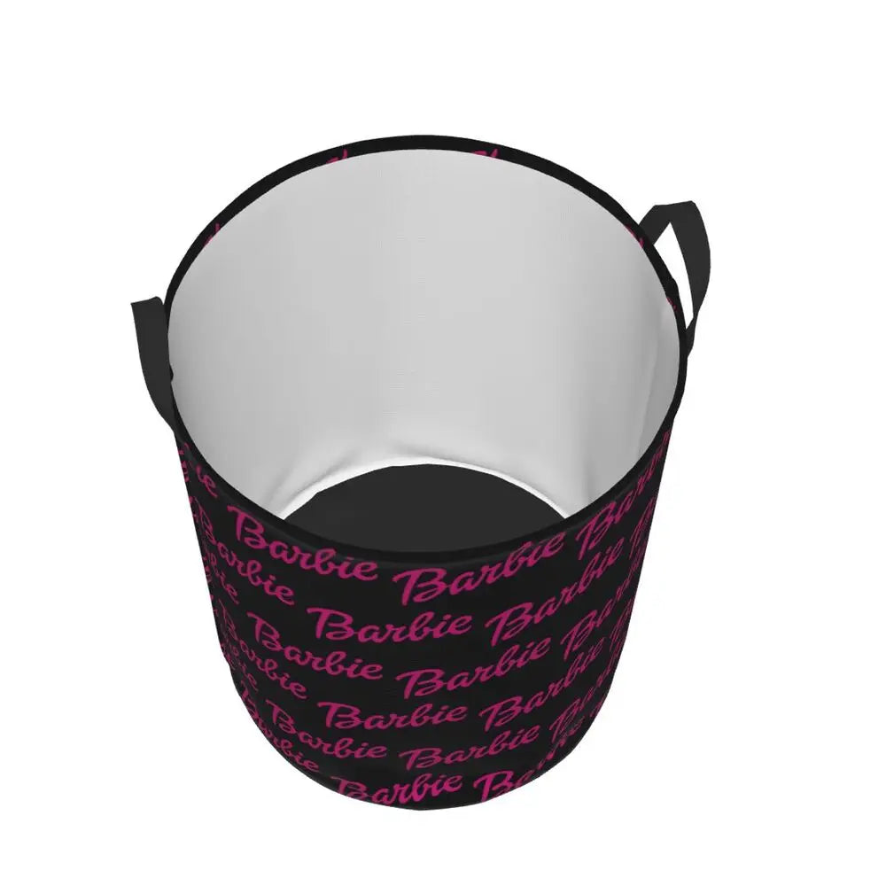 Custom Barbie Logo Laundry Basket – Collapsible Large Capacity Clothes Storage Bin, Disney Baby Hamper