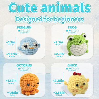 Animal Crochet Kit for Beginners - DIY Starter Set with Step-by-Step Knitting & Craft Supplies