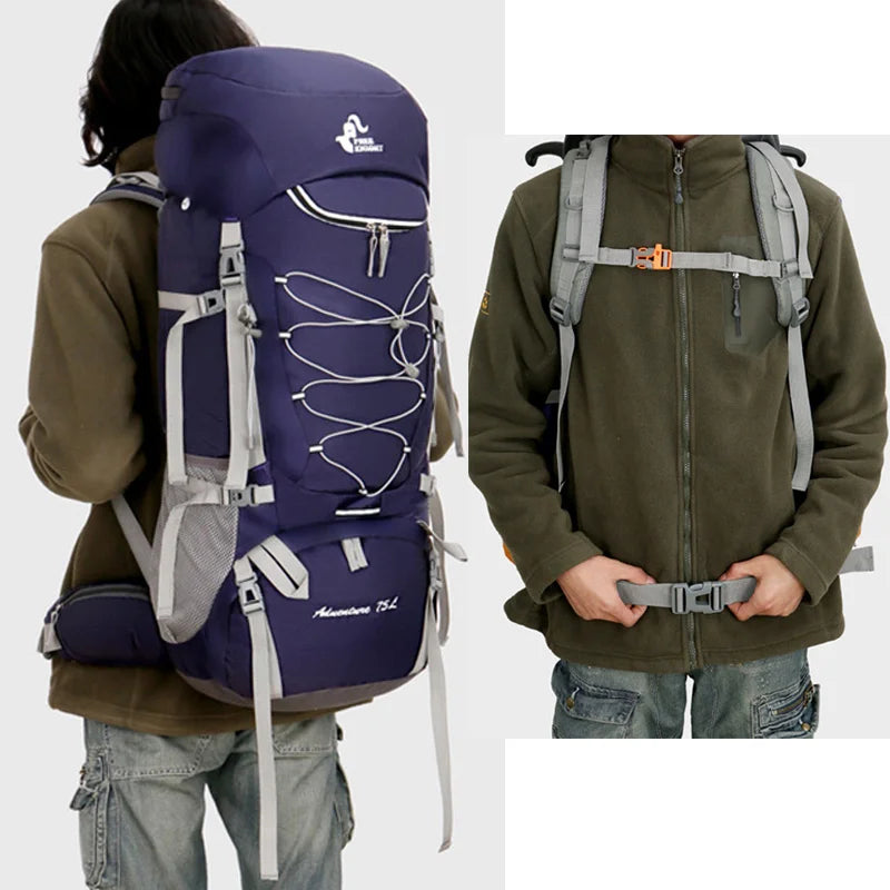 75L Camping & Hiking Backpack with Rain Cover - Outdoor Travel, Trekking & Climbing Rucksack for Men