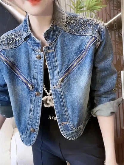 Women's Denim Jacket 2025 – New Korean Style, Advanced Leisure Loose Fit, Versatile Female Cowboy Coat