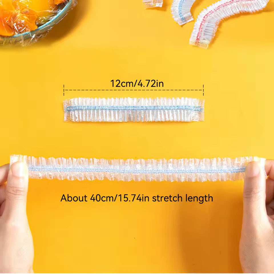 Disposable Transparent Plastic Food Cover Bags, Reusable Cling Film Wrap for Kitchen Storage, Freezing & Food Protection