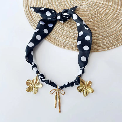 Bohemian Fabric Scarf Necklace - Sea Life, Heart & Floral Charm Pendant Vacation Jewelry Gift for Women