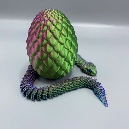 4PCS 3D Printed Articulated Snake Surprise Egg Set – Flexible Joint Fidget Decoration Gift for 3D Printing Fans