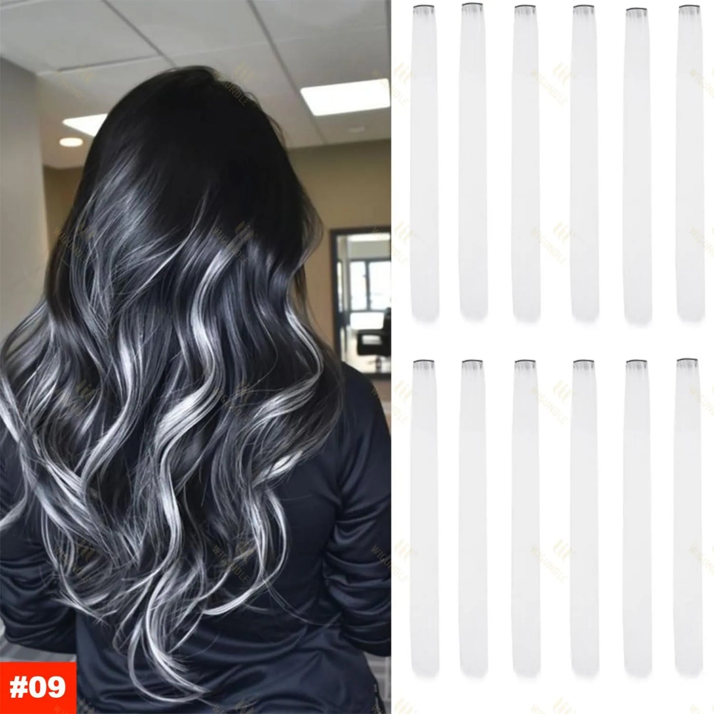 18-Color Clip-In Hair Extensions – 22 Inch Long Straight Synthetic Wig with High Gloss for Women & Children