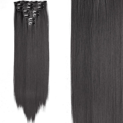 Women’s 7Pcs Hair Extensions with 16 Clips – Natural Black Straight Ombre Hairpiece