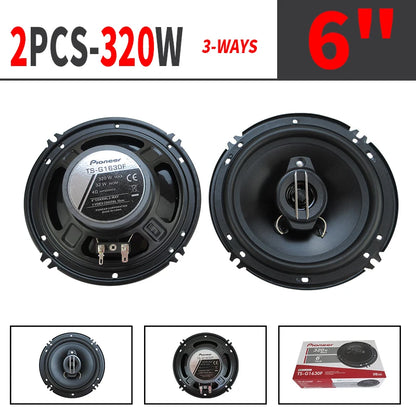 6 Inch 640W 3-Way Universal Car Coaxial Speakers - Full Range HiFi Auto Stereo with Non-Destructive Installation
