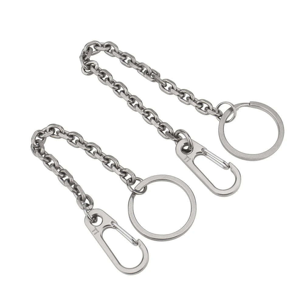 Short Chain Titanium Key Belt Buckle – Titanium Alloy Waist Ring EDC Outdoor Tool