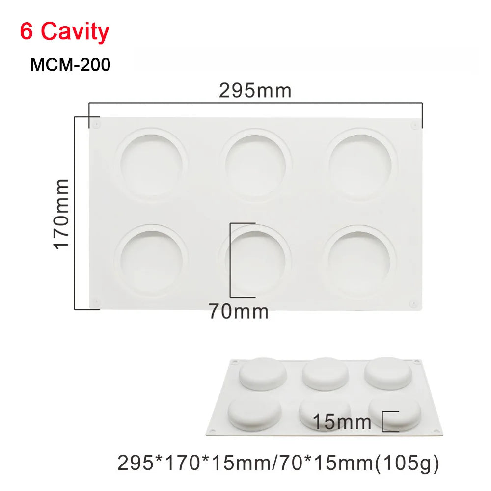7-Option Flat Round Silicone Cake Molds — DIY Mousse, Chocolate, Dessert, Pudding & Jelly Baking Tools