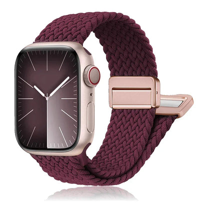 Braided Nylon Magnetic Apple Watch Band – Adjustable Sport Loop Strap for iWatch Series SE 6–10 & Ultra 2 (38mm–49mm)