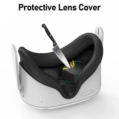 Face Pad Cover with Lens Protectors for Oculus Quest 2 – Washable Silicone VR Accessory for Meta Quest 2
