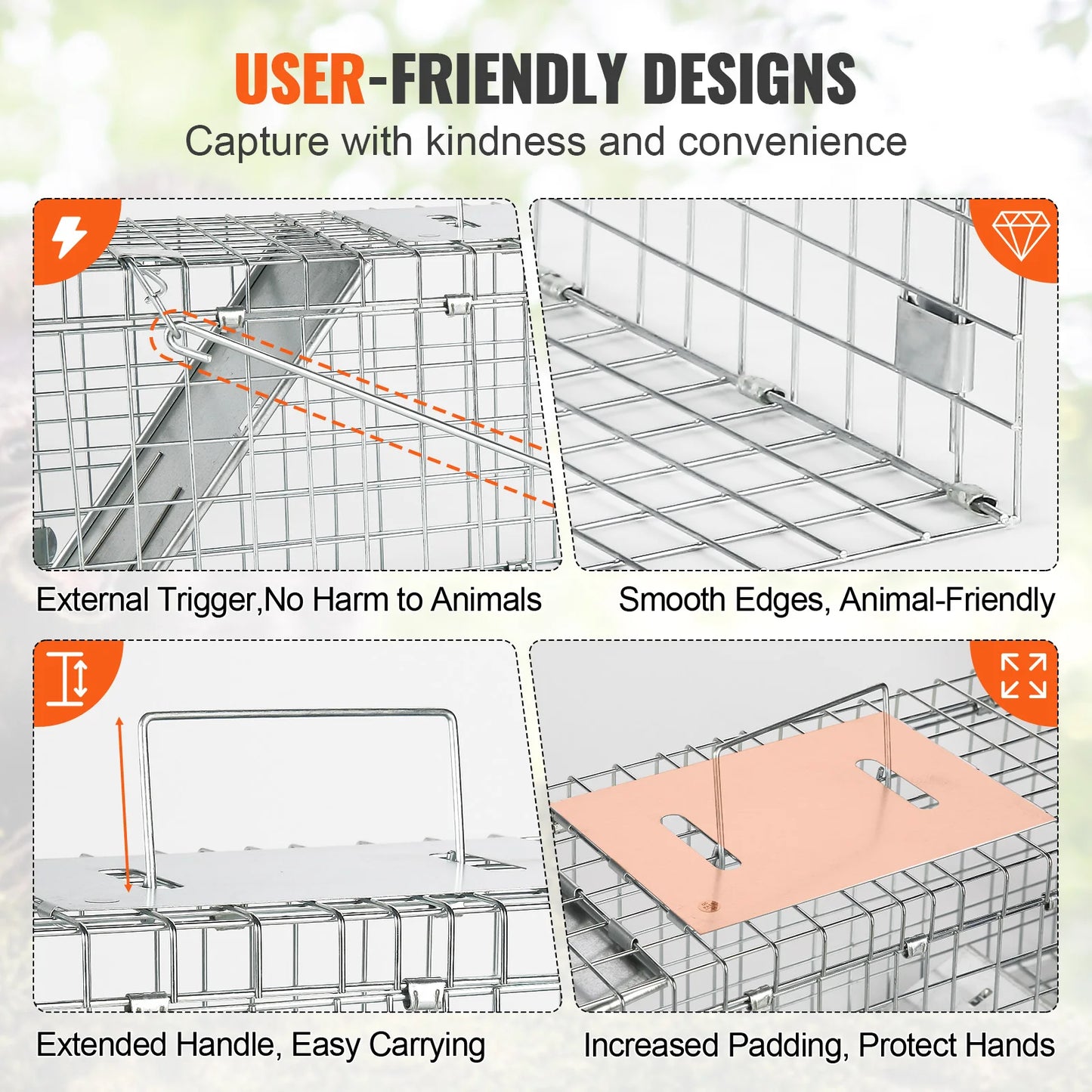SucceBuy Humane Live Animal Cage Trap – Folding Handle for Cats, Rabbits & Rodents