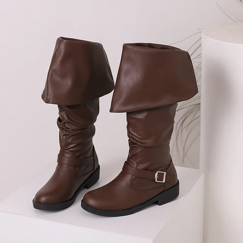 Medieval Leather Boots – Jack Sparrow Renaissance Half-Haddock Shoes, LARP Pirate Warrior Vintage Jackboots for Adults