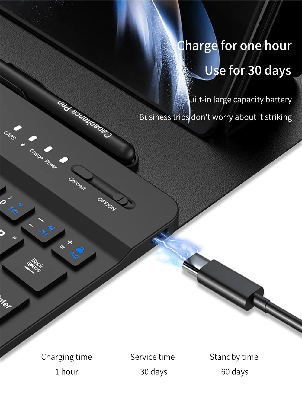 Wireless Bluetooth Mouse & Pen Keyboard Case for Samsung Galaxy Z Fold 2/3/4/5/6 – Mini Meeting Recorder Case
