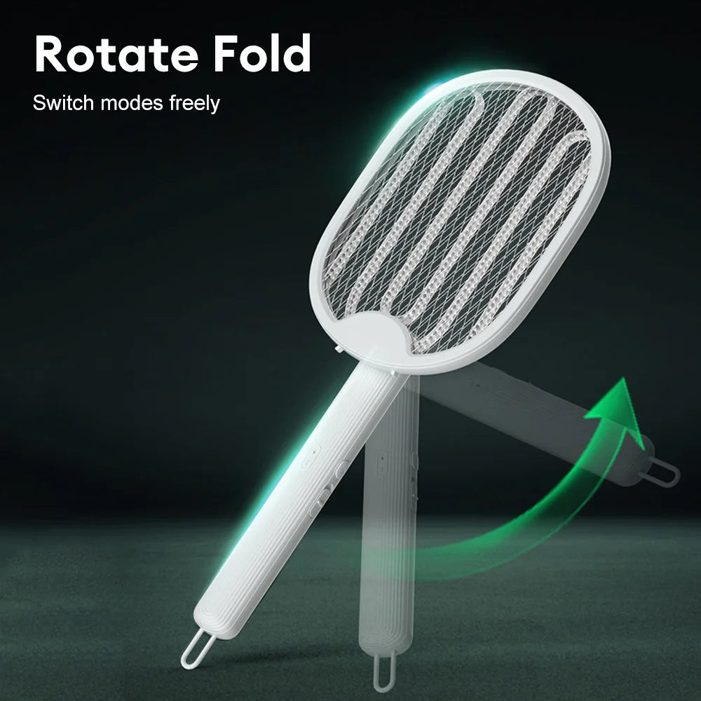 Foldable Electric Mosquito Killer Racket - USB Rechargeable Fly Swatter with UV Light Bug Zapper, 3000V Insect Killer Trap