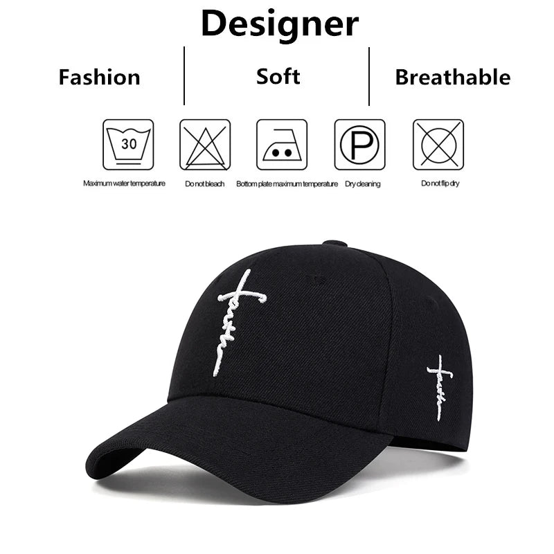 Fashion Faith Embroidery Baseball Cap – Unisex Cotton Snapback Hat for Men & Women, Spring/Summer Hip Hop Trucker Gorras