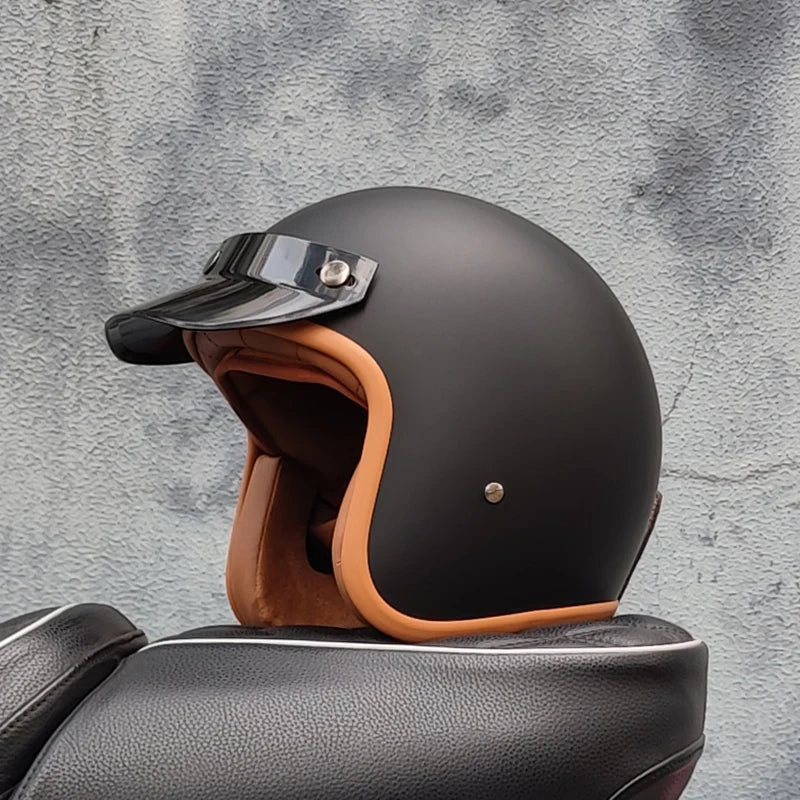 Retro 3/4 Semi-Open Motorcycle Helmet — Cross-Country Winter Riding Accessories