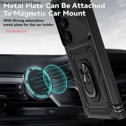 Rotating Camera Lens Armor Case - Military Grade Protective Cover for Samsung Galaxy S20-S25 Series & Note Models