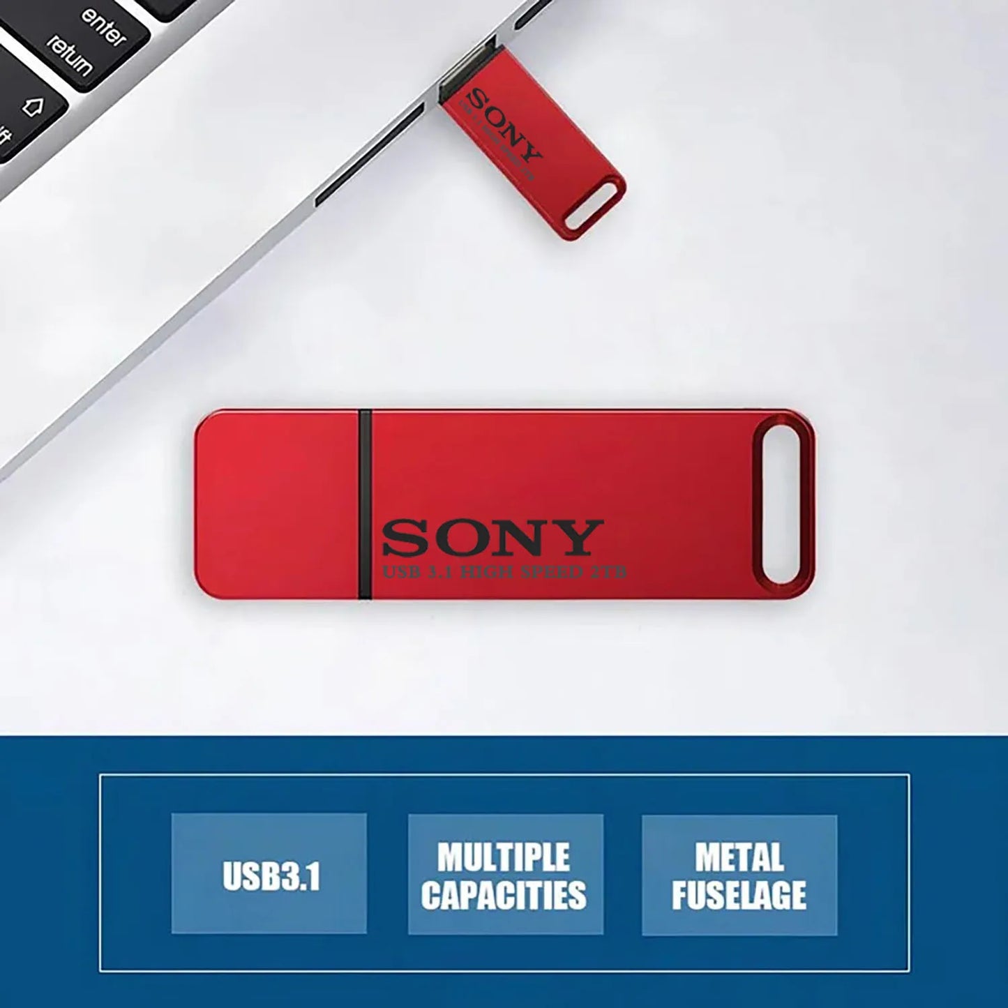 SONY High-Speed PenDrive – 2TB, 1TB, 512GB, 256GB USB Flash Drive for Xiaomi Phones, Portable Metal USB Stick
