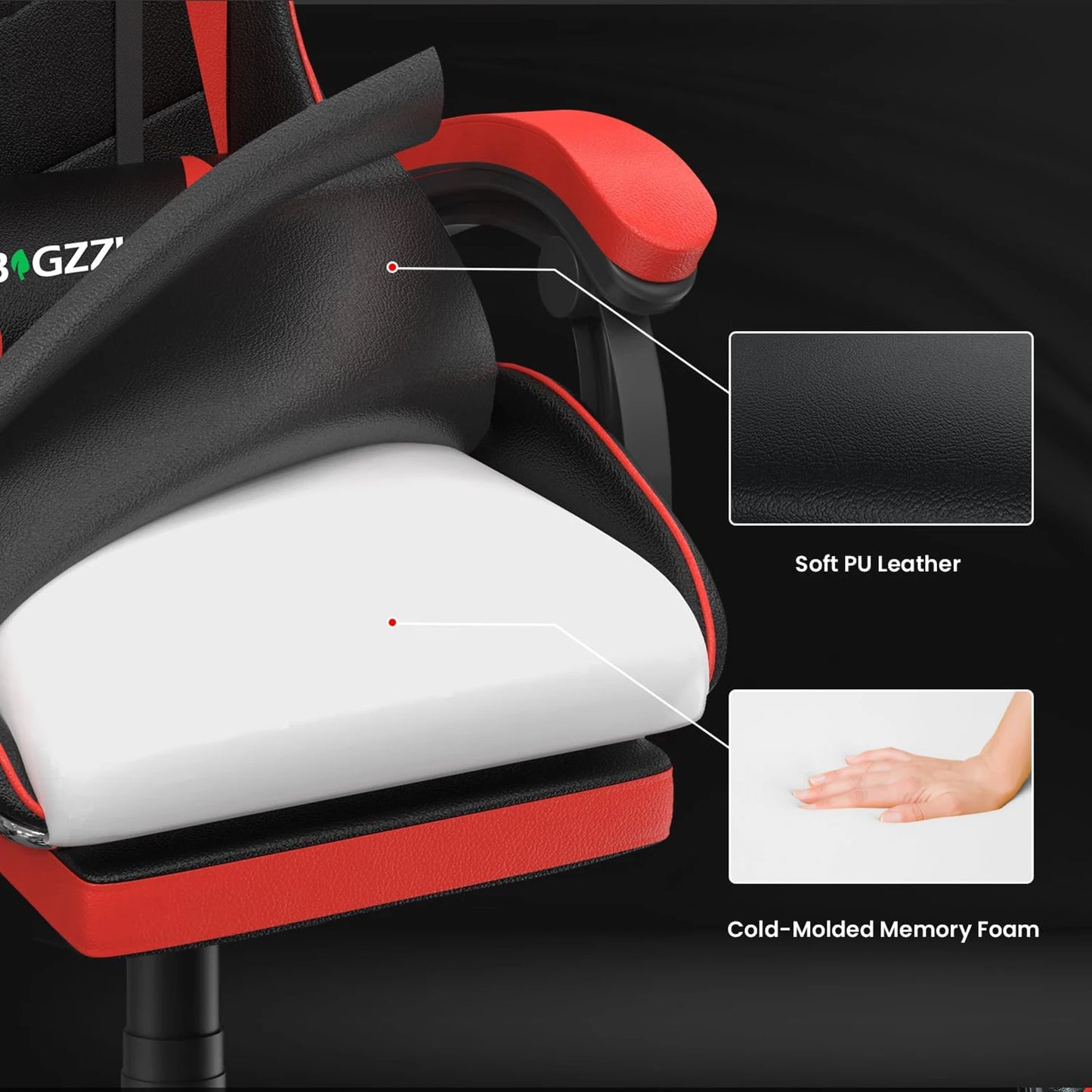 Gaming Chair with Footrest – Ergonomic Gamer Chair with Lumbar Cushion, Headrest, and Height Adjustable for Computer