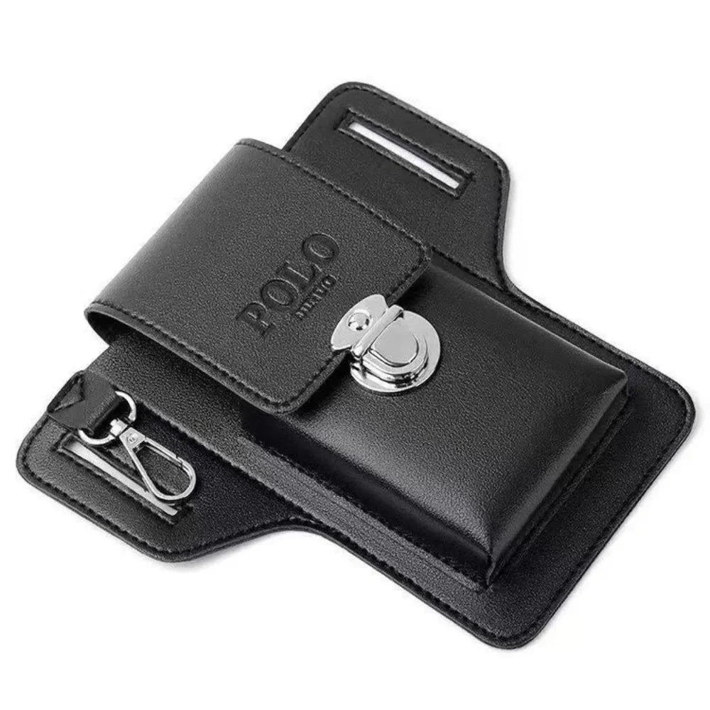 2024 Men’s Leather Belt Phone Waist Pack – Multifunctional PU Card & Key Organizer Portable Waist Bag Gift Idea